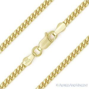 3.5mm Miami Cuban / Curb Link Chain Necklace in .925 Sterling Silver YGold - 30"